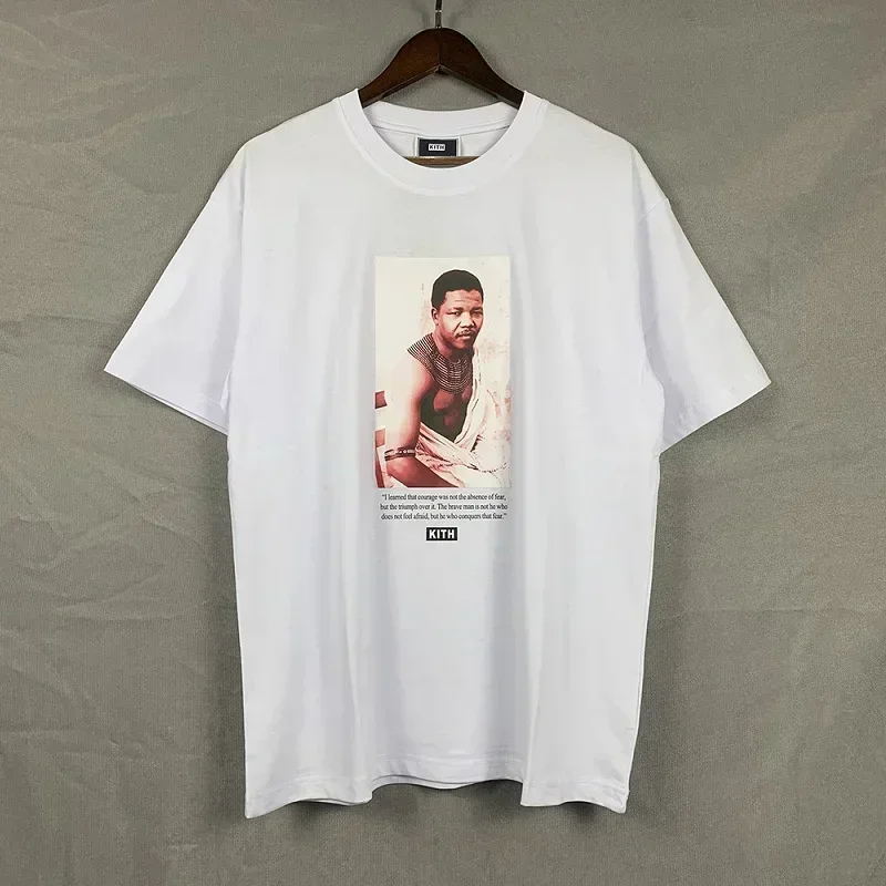 2025 كيث FW مانديلا إعلان الطباعة طبعة محدودة بسيطة تي شيرت الرجال النساء القطن الخالص 100% قصيرة الأكمام عادية تيز