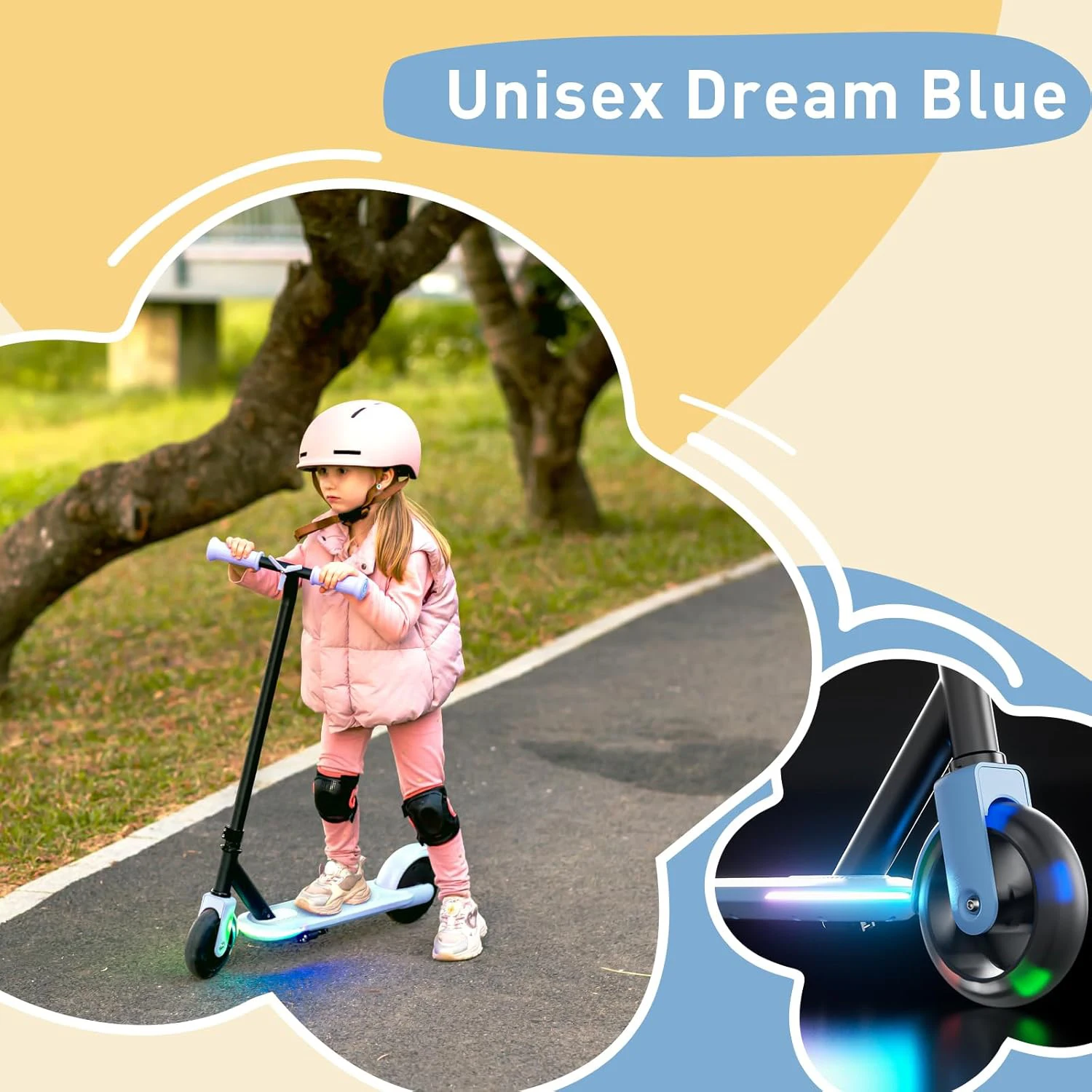 Hulajnoga elektryczna dla dzieci w wieku 4–10 lat, bezpieczna prędkość 8 km/h, zasięg 9,6 km, pełne opony 6 cali, uruchamianie nożne.