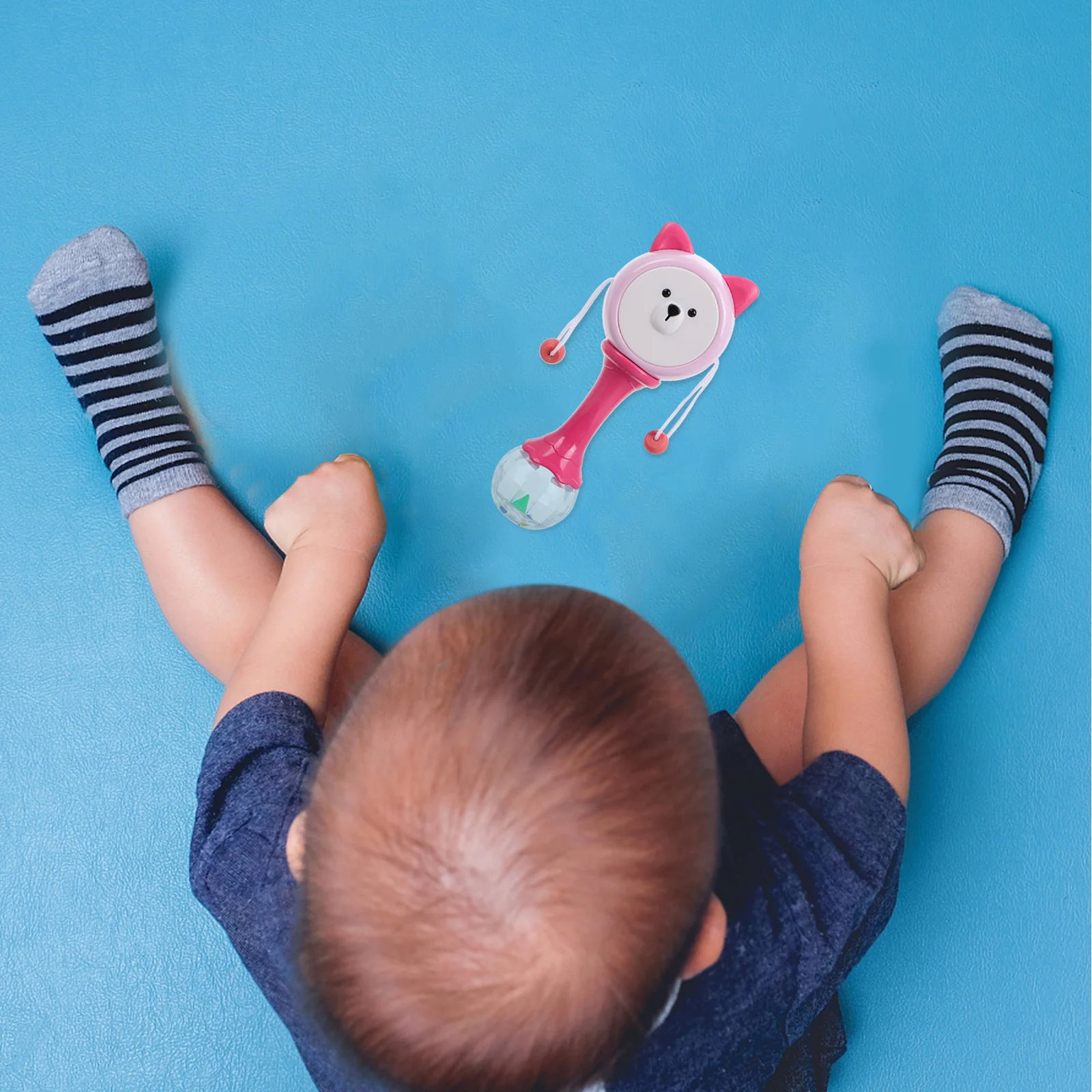 

Infant Handbell Rattle Chewable Soft Baby Shaker Animal Pattern for Sensory Development Grip Practice Home Travel Use