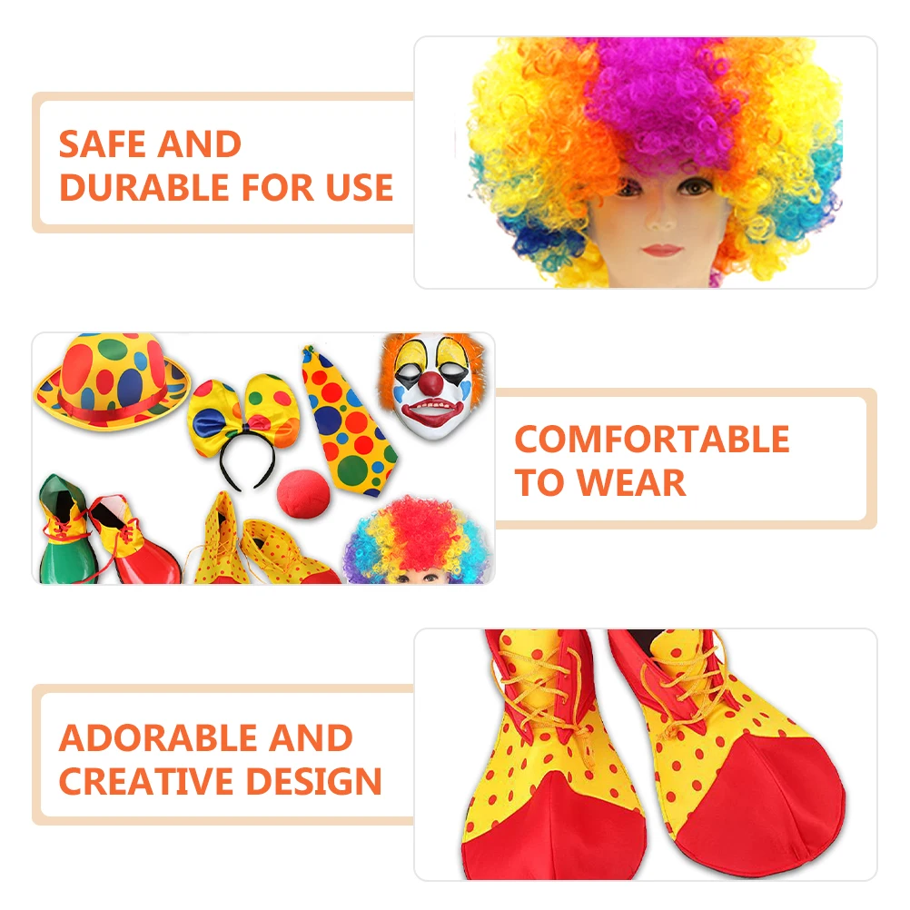 

Clown Neck Ruffle Accessories Set Nose Costume Accessory Inflatable Halloween Shoe