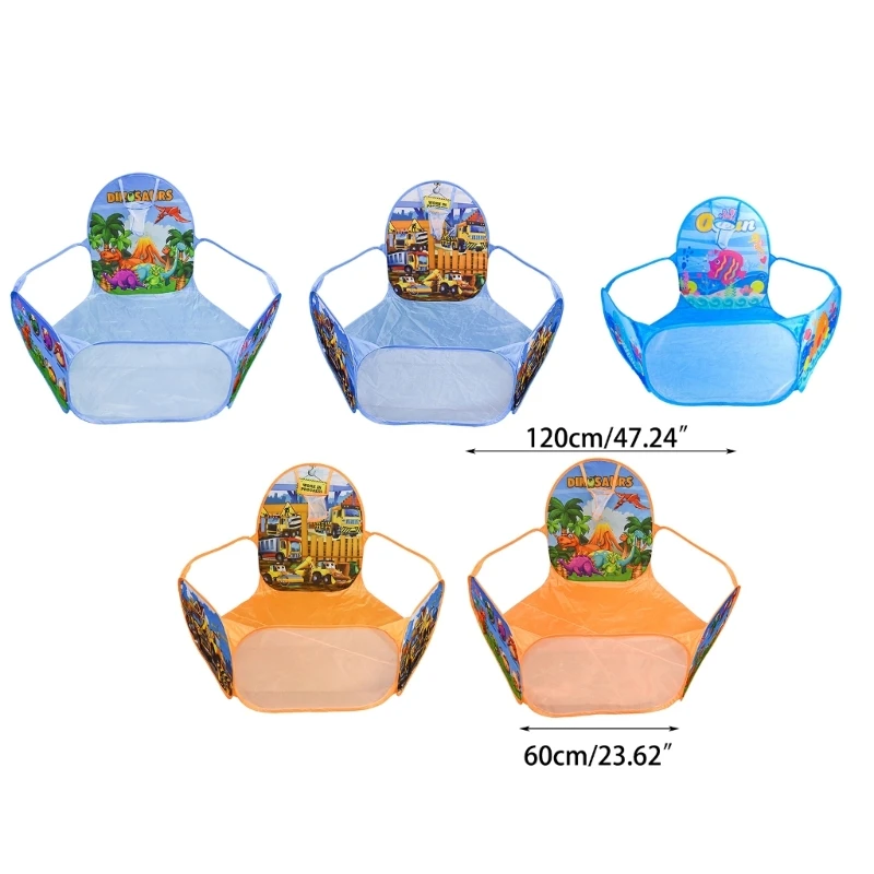 Baby Activity Playpen Toy Cartoon Safety Fence Foldable Play Tent for Infant Tummy Time with Basketball Hoop