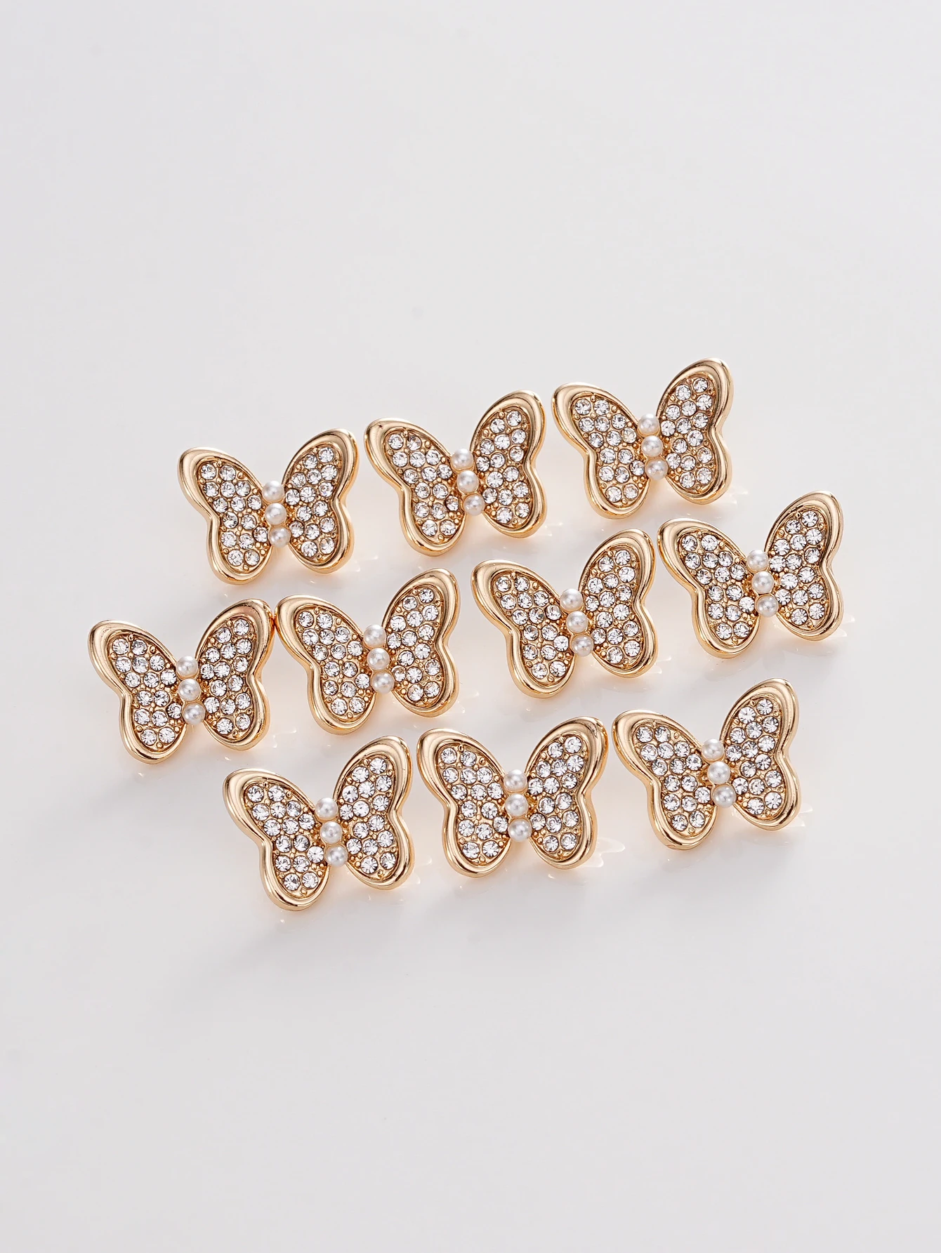 

4 шт. металлические пуговицы в форме бабочки со встроенными стразами и перламутром, универсальные подходящие пуговицы для аксессуаров