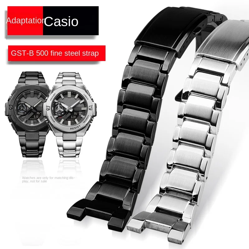 For Casio G-Shock Heart of Steel GST-B500BD/GST-B500 AD Stainless Steel Watchband Metal Folding buckle men's Watch Strap chain