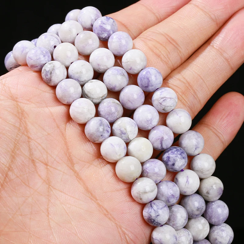 8mm Natural Purple Turquoise Beads Round Loose Spacer Seed Bead For Jewelry Making Diy Necklace Bracelet Accessory Finding 15"