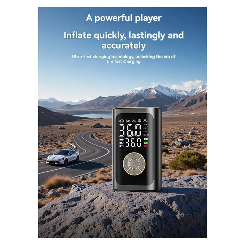 2025 حار نمط المحمولة منفاخ لإطارات السيارة اللاسلكي مضخة هواء ضاغط 6X إطارات التضخم السريع مع مقياس الضغط الرقمي مصباح ليد