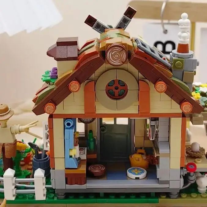 مزرعة منزل اللبنات الصغيرة 899 قطعة كوخ ريفي طاحونة أطقم منمذجة الكبار تحصيل الطوب لعبة هدية #5