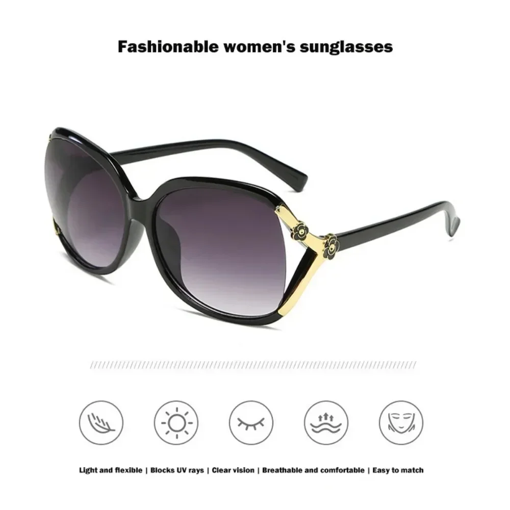 

New Vintage Woman Camellias Oval Shape Sunglasses Fashion Brand Designer Sun Glasses Trendy Street Shoot Shades Gafas De Sol