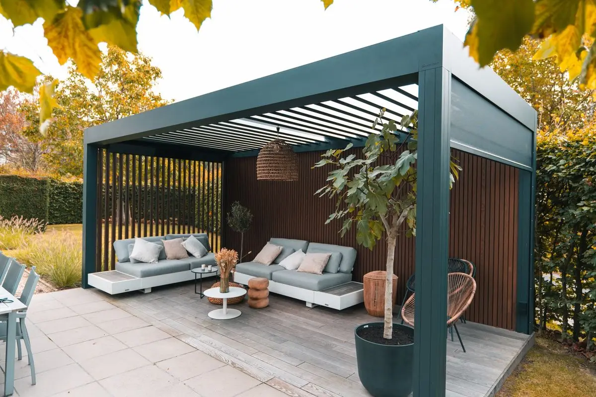 Motorized Gazebo Waterproof Adjustable Louvered Roof Modern ECO FRIENDLY Aluminum Pergola for Outdoor Garden Backyard Sunshade
