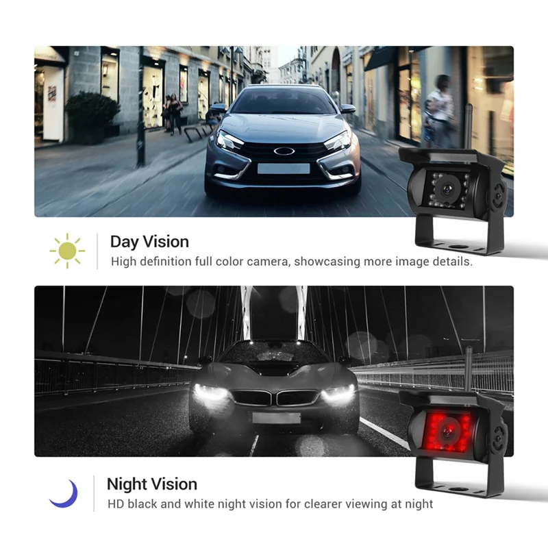 Classy-7Inch Monitor 1080P HD DVR Recording Backup Camera For Truck Bus RV Trailer Excavator Rearview Image 12V-36V Display