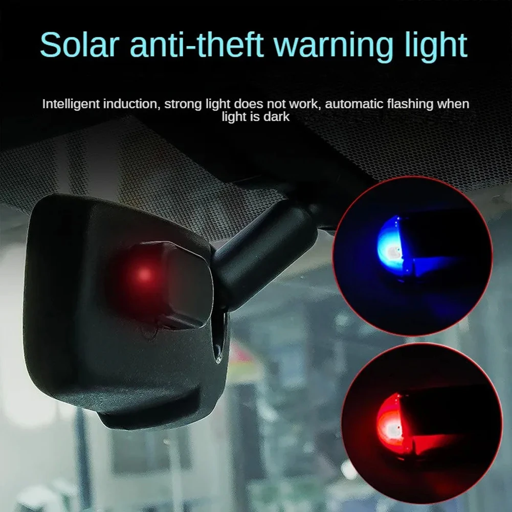 Luz de seguridad falsa para coche con energía Solar, luz azul/roja, luz intermitente LED, luz de seguridad falsa, luz de advertencia LED de coche simulada