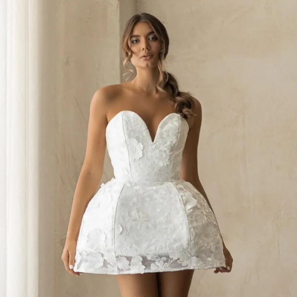 Personalizado formal moda renda flor plissado a linha querida mini vestidos sob medida vestidos de ocasião tamanhos disponíveis alta qualidade