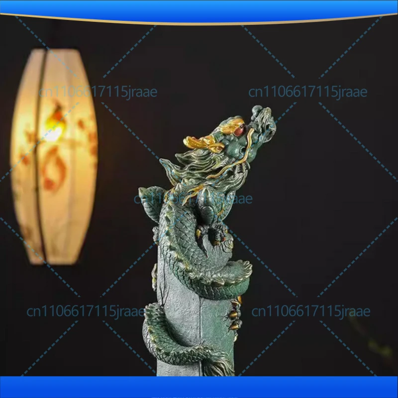 Sandstone Zodiac Panlong Dragon Statue Chinese mascot  Home Room Office Feng Shui Statue Best Gift in Year of the Dragon