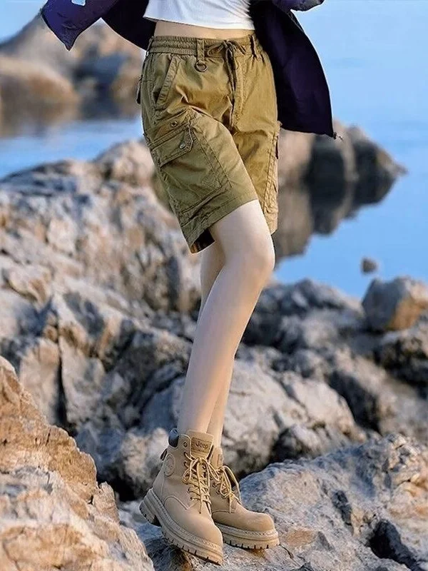 American Retro Workwear orts Men's Summer Loose Fit Five-ket Cotton Durable Wear-Resistant Casual Pants Youth Sle