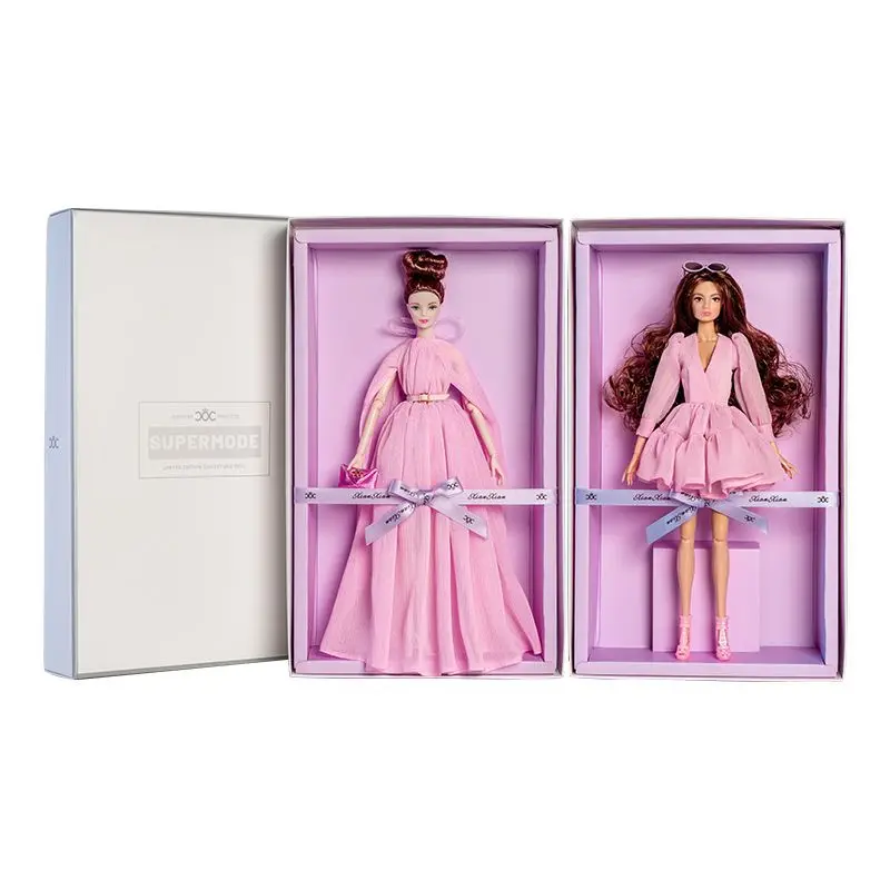 

32cm Supermodel Doll With Clothes With Doll Holder Suit Fashion Pink Long Gown Exquisite Princess Dress DIY Toys Collector Gifts