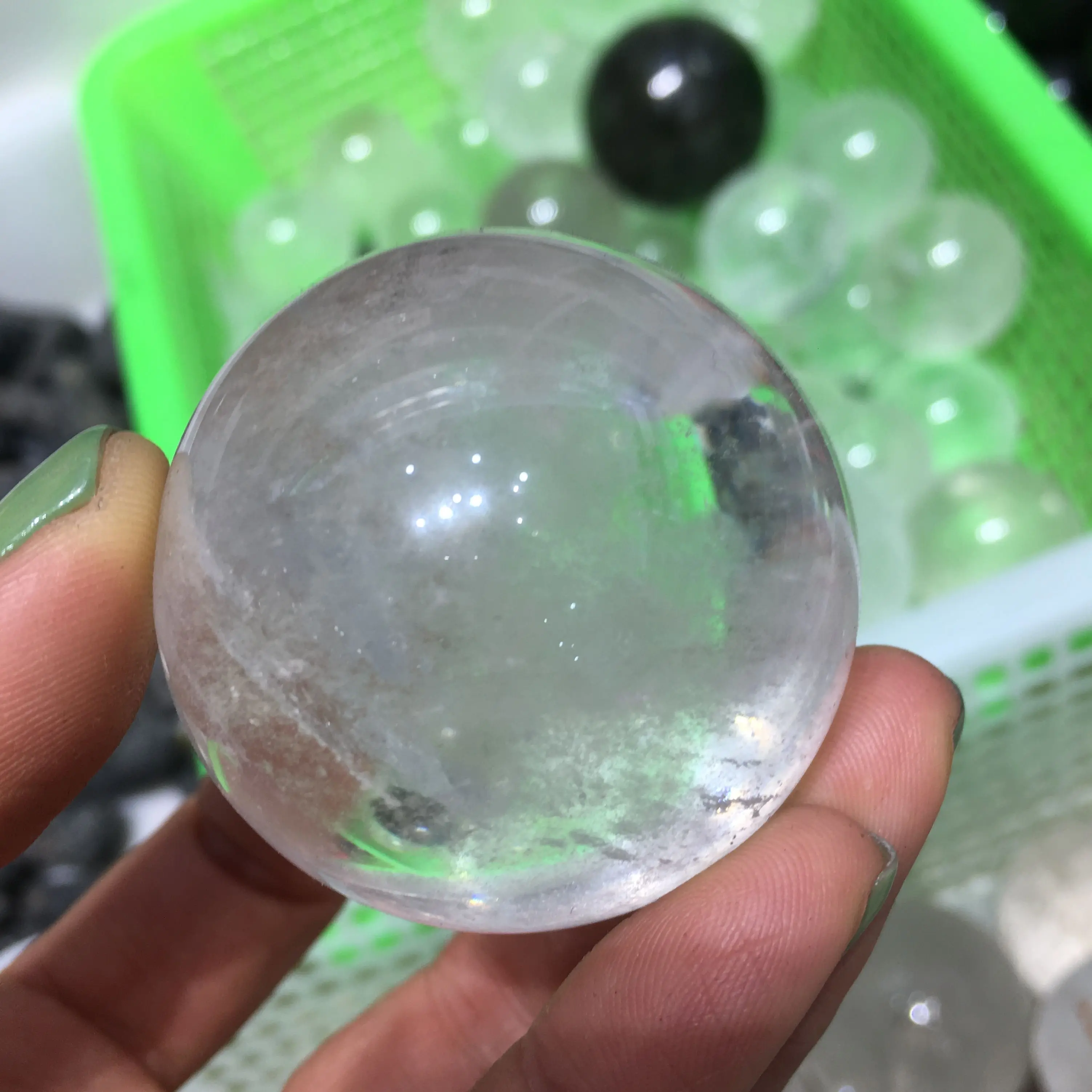 

40-50mm Natural Clear White Crystal Quartz Sphere Ball Specimen Collection Healing