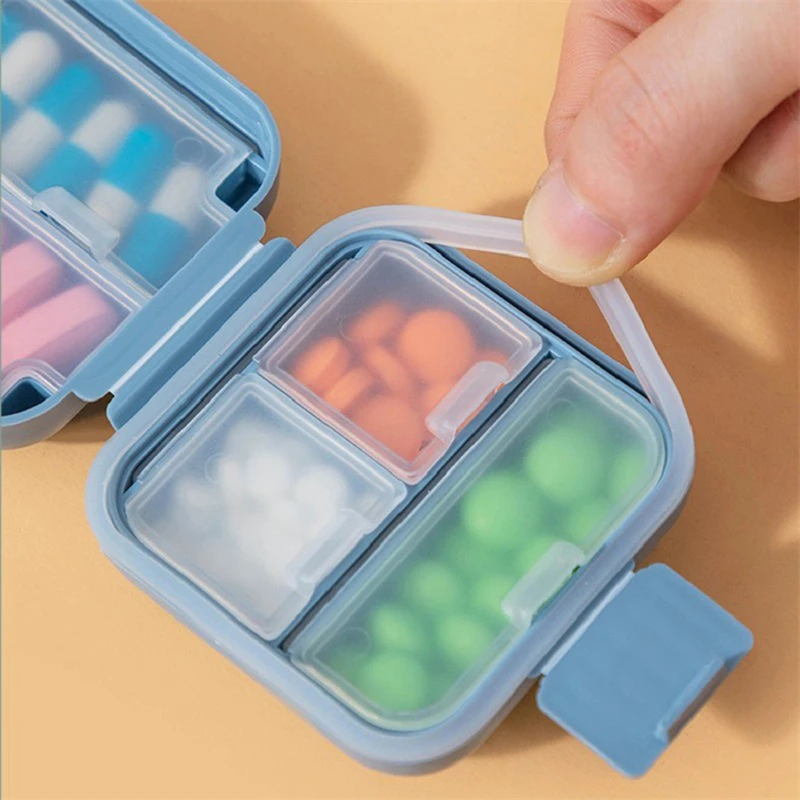 Desktop Sealed Medicine Storage Box with Lid Divided Medicine Box Portable Mini Plastic Multifunctional Divided Storage Box