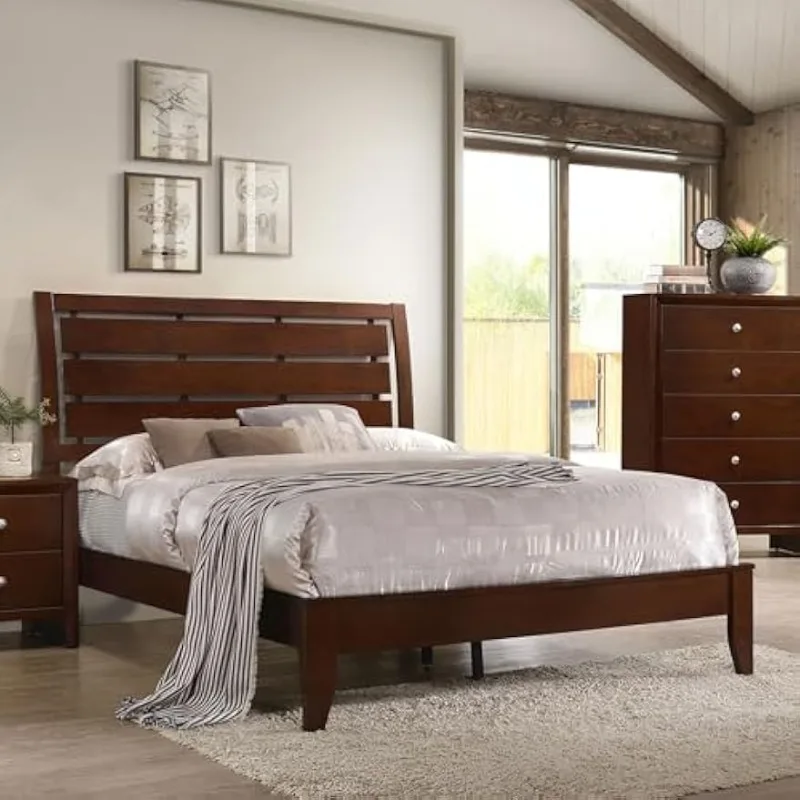 Serenity Queen Panel Bed Rich Merlot