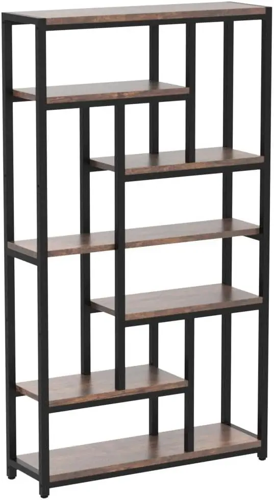 Tribesigns 79 Inch Extra Tall bookshelf, 7-Tier Vintage Bookcase, Industrial 10-Shelf Open Storage Shelves Display Shelves