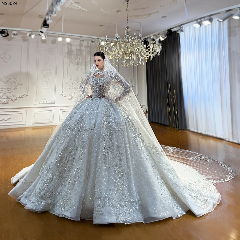 فستان زفاف مخصص NS5024 بدون حمالات مع سترة من الدانتيل أماندا نوفيس ريال #1