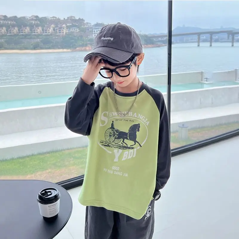 

Cotton Street-style Graphic Tee 3 Year Old Boy Clothes Boys Wear Kids T Shirt Elementary School Student Long Sleeve Top Shirts