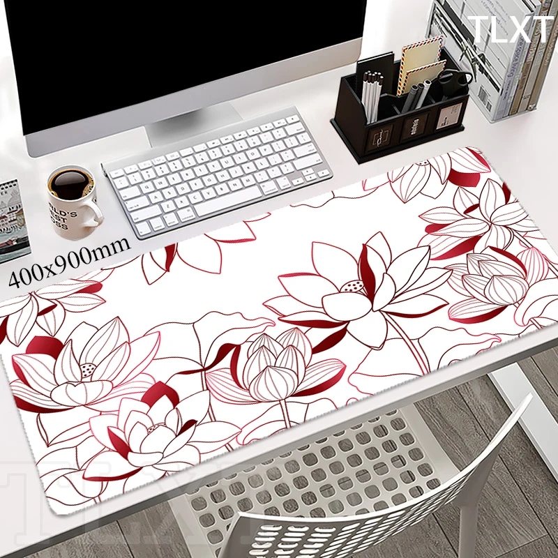 Lotus Large Mouse Mat Gaming Mousepad Big Gamer Mousepads  Rubber Keyboard Mats Flower Desk Pad HD Print Mouse Pads 100x55cm