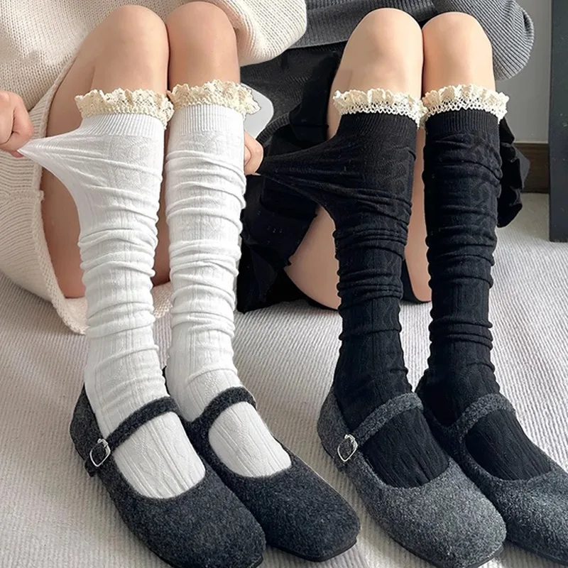 

Lolita Lace Up Long Knee Socks for Women Over Knee Thigh High Stockings Spring Autumn Fashion Girls Warm Sexy Knitted JK Tights