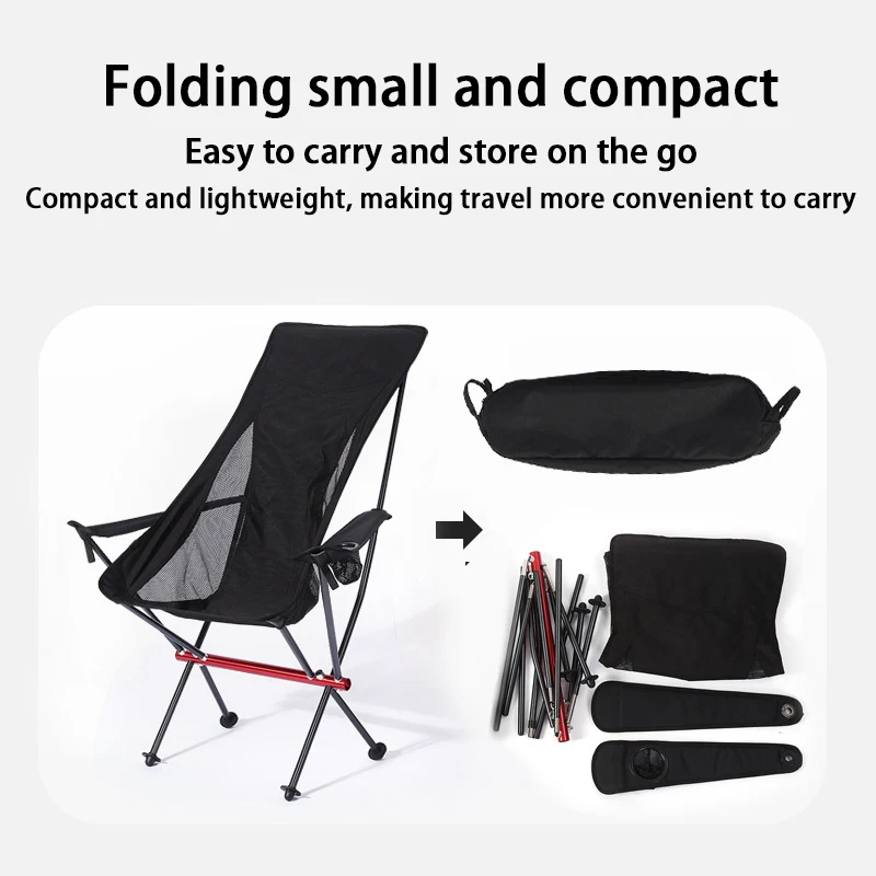 Pliable Aluminum Beach Chair Ultralight Folding Armchair Relax Sedentary Camping Moon Chair Portable Foldings Outdoor Chaise