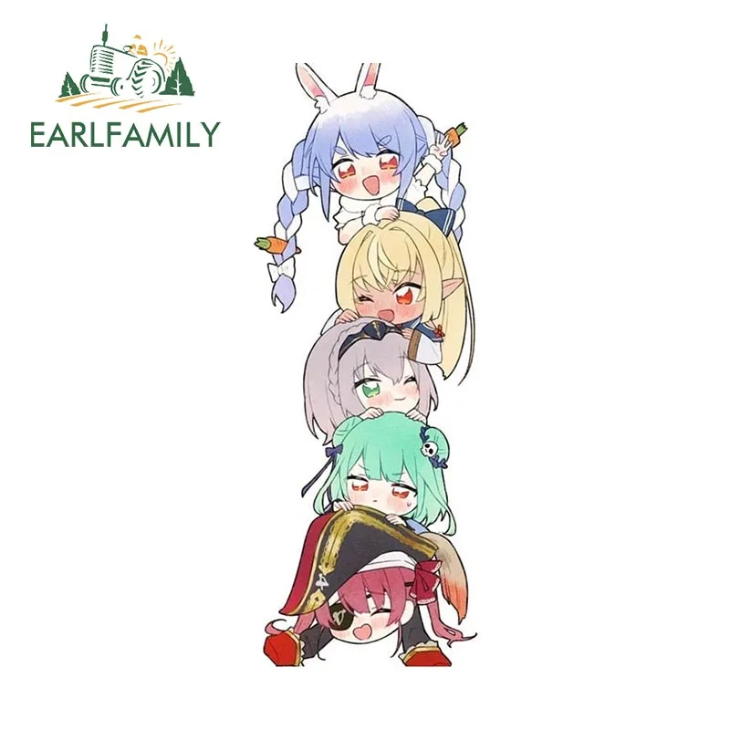 

EARLFAMILY 13cm x 5.5cm for Hololive Lying On Person Cute Car Sticker Cibi Kawaii Decal Occlusion Scratch Creative RV Decoration