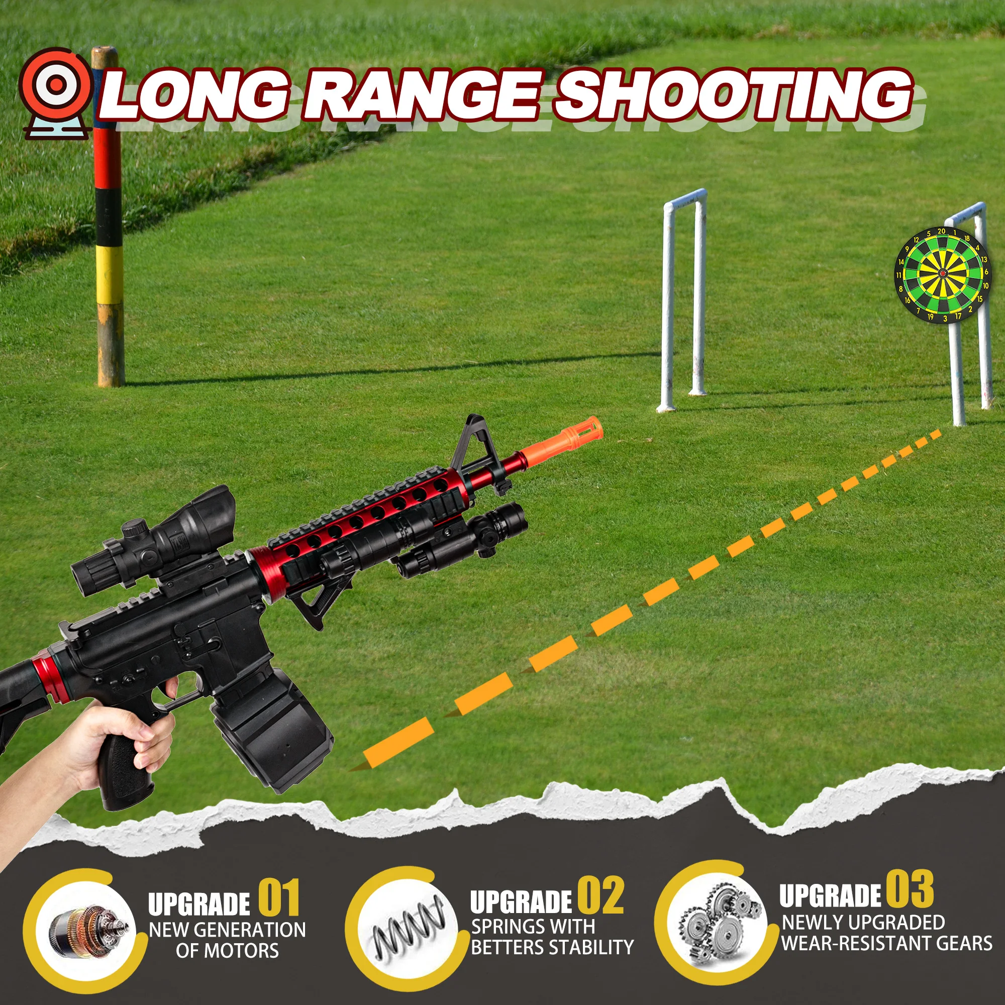 Pistole giocattolo elettriche, pistole giocattolo M418 esplosive in gel, lanciatori con palline d'acqua gel, modalità manuale-automatica a un pulsante, dotate di cannocchiali