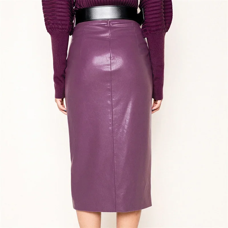 New Arrival Real Sheepskin Leather Skirt Split High Waist Wrap Leather Skirts for Women