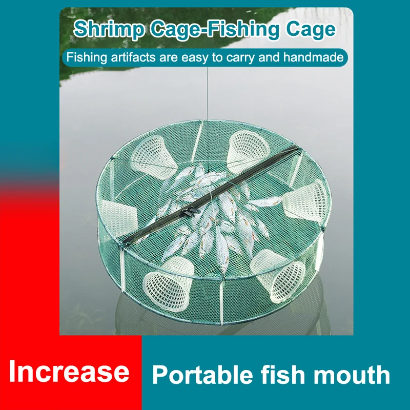 3/4 ثقوب الأسماك الروبيان التلقائي فخ جراد البحر الماسك شبكة الأسماك الطعوم يلقي شبكة فخ 30/35 سنتيمتر الصيد صافي شبكة مطوية الجولة