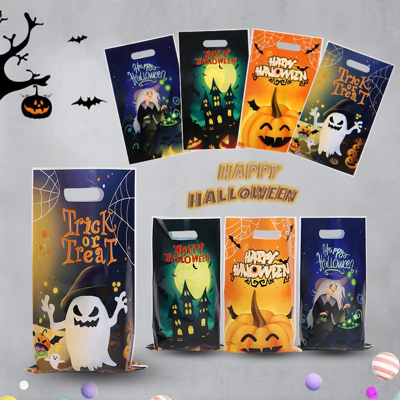 25–100 Stück Happy Halloween Süßigkeiten-Geschenktüten für Kinder, Süßes oder Saures, Snacks, Kekse, Verpackungsbeutel, Dekor, Halloween-Partyzubehör ﻿