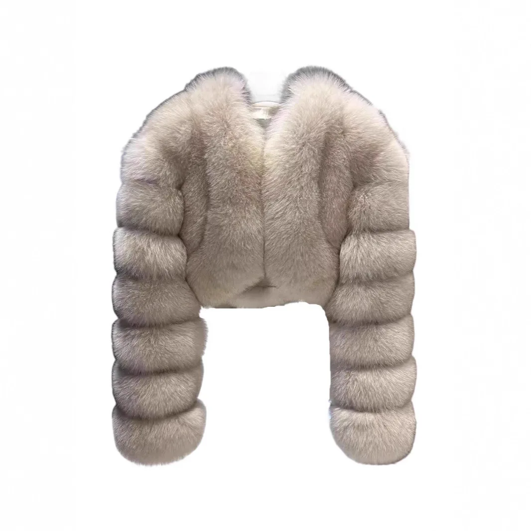 سميكة الشتاء النساء معطف الفرو البيئي مشرق الملونة الخامس الرقبة قصيرة سيدة فو الفراء سترة غير المتماثلة مصمم الإناث فو الفراء معطف #4