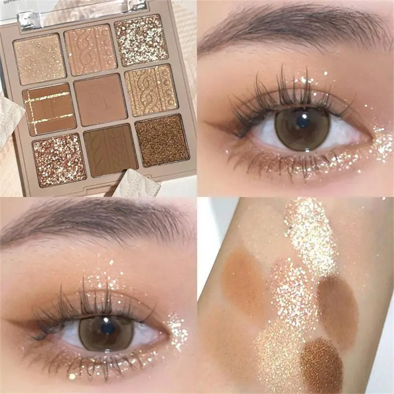 9 Colors Glitter Shiny Eyeshadow Palette Matte Pearlescent Eyeshadow Waterproof Lasting Eye Shadow Cosmetics Korean Eye Makeup