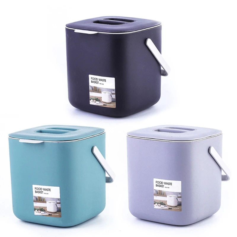 D0JA 2 Tiers Kitchen Compost Bin Odorless Compost Bucket with Carrying Handle Indoor Food Waste Bin Easy to Clean Trash Can