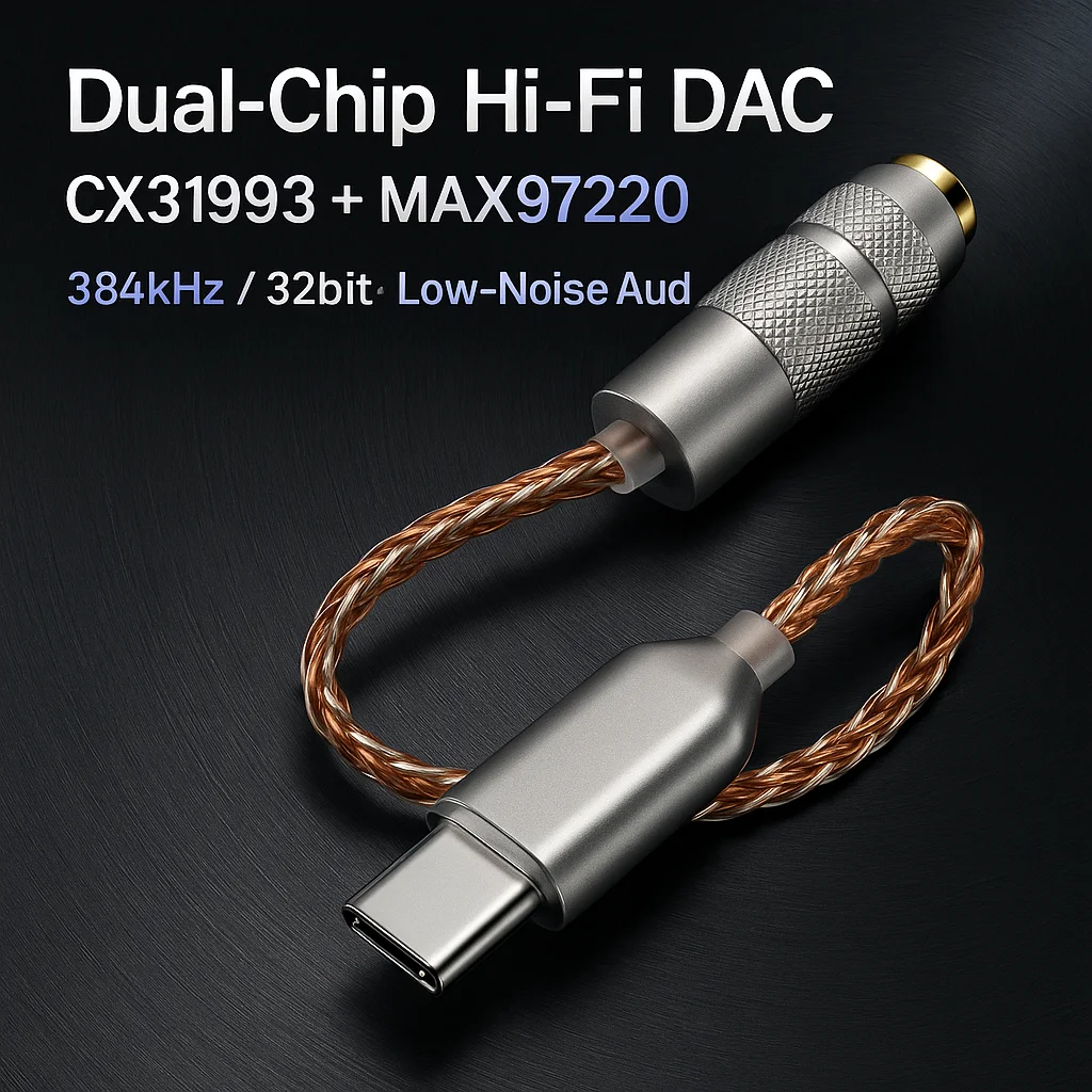 Zimowy adapter audio Hi-Fi typu C z metalowym pudełkiem do przechowywania |   Dwuchipowy DAC + AMP |   Adapter USB w zestawie — zdjęcie produktu 6