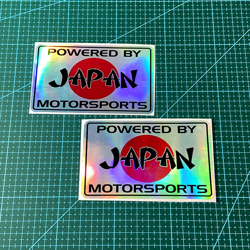 POWERED BY JAPAN JDM Rainbow Laser Stickers Waterproof Sunscreen Vinyl Decals For Motorcycle Fuel Tank Car Window Decor view 2