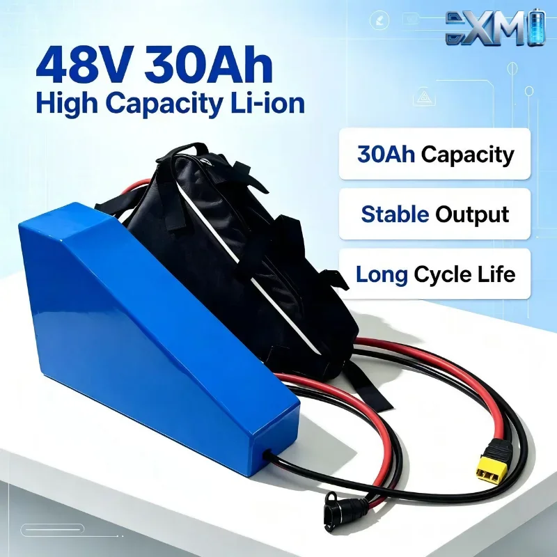 48V 30Ah Li‑ion Battery with Fast Charger, Built‑in BMS, for Folding E‑Bikes, Rental E‑Scooters, Mobile Work Tools, RV Auxiliary