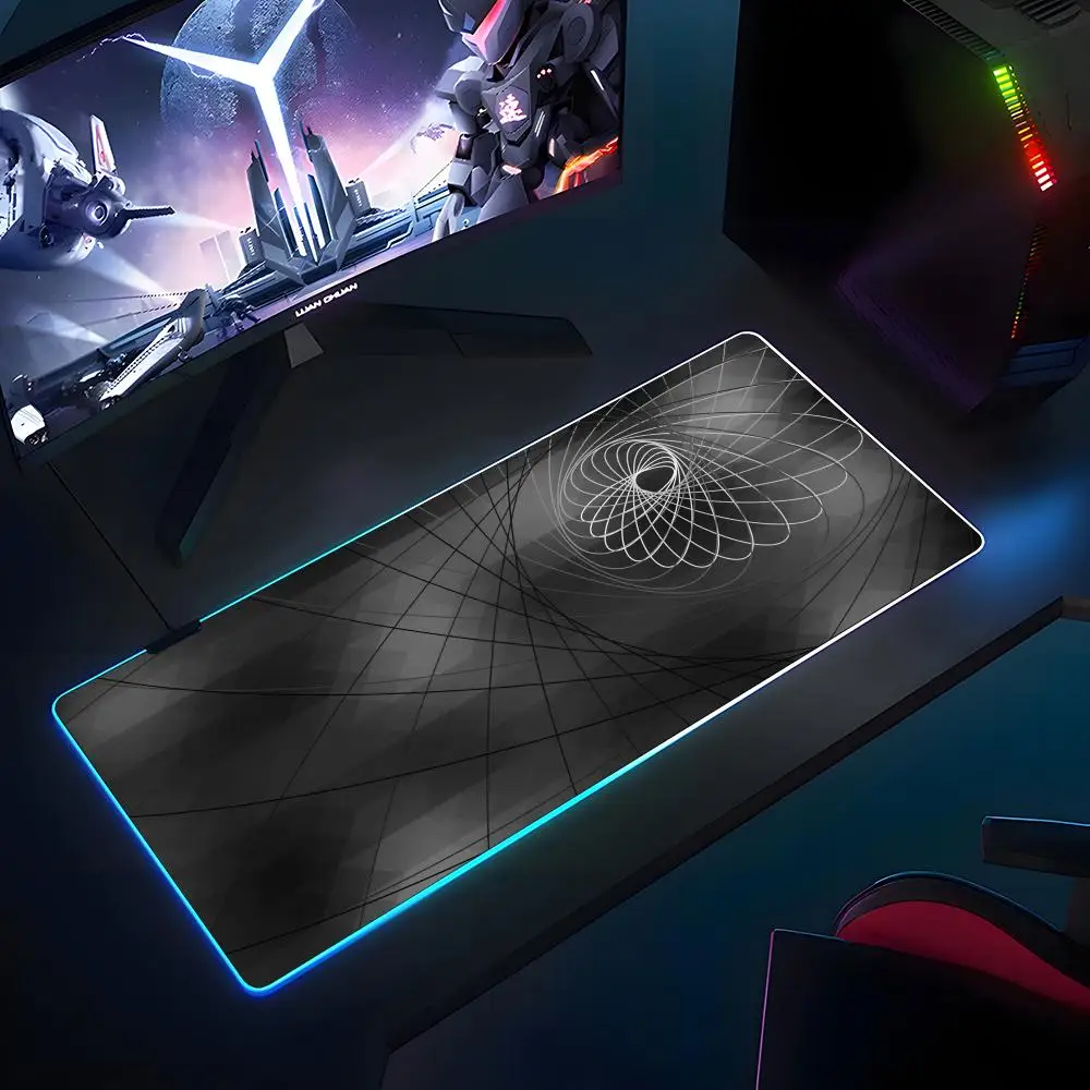 

Коврик для мыши с абстрактными линиями, резиновый противоскользящий коврик для клавиатуры RGB, 40x90 см, коврик для мыши, игровые аксессуары, коврик для офисного компьютера XXL