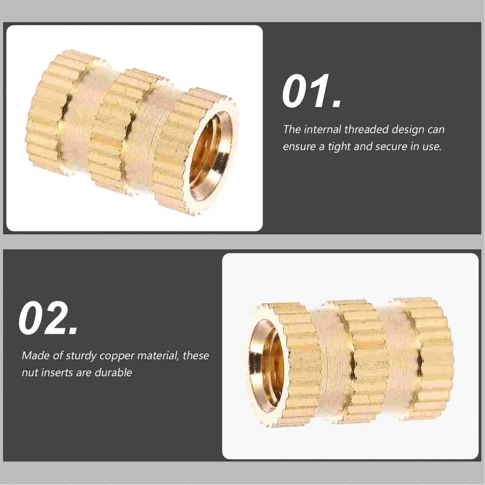 20 Pcs Knurled Nut Embedment Threaded Inserts for Wood 1/4 Inch Replace Brass High Temperature Replacement Copper Nuts /-