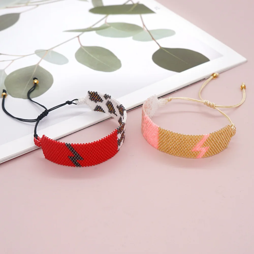 

ZGMXR-Rice Beaded Bracelet Beaded Bracelet Lightning Geometry Adjustable, Hand-woven, Leopard Print, Irregular, Bohemia, Fashion