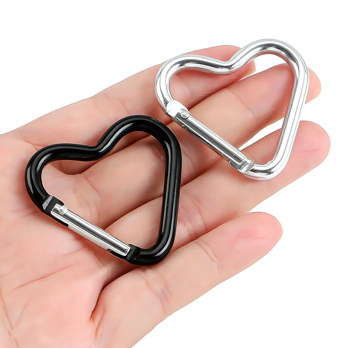 Heart-shaped Aluminum Carabiner Key Chain Clip Outdoor Camping Keyring Spring Hook Water Bottle Hanging Buckle Travel Accessory image 6