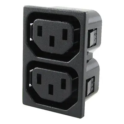 AC 250V 10A IEC 320 C20 Male Panel Outlet Duplex Power Socket Black