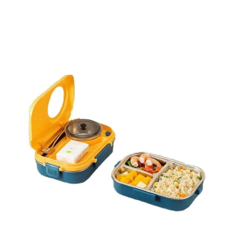 Portable square single-layer lunch box can be microwaved, suitable for children to make soup space