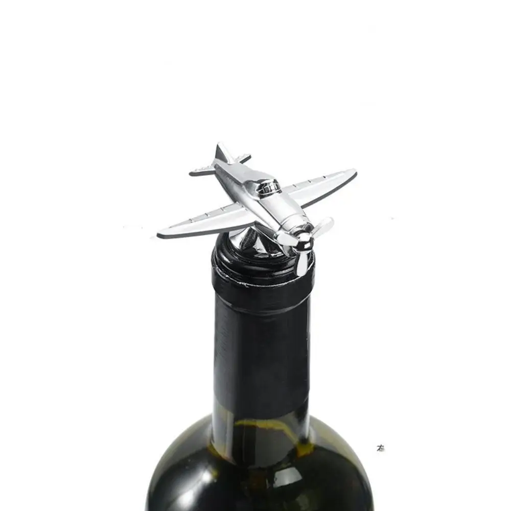 Airplane Shaped Wine Bottle Stoppers Vacumm Sealer Wine Corks Metal Beer Bottle Saver Airplane Bottle Reusable 3D Wine Corks