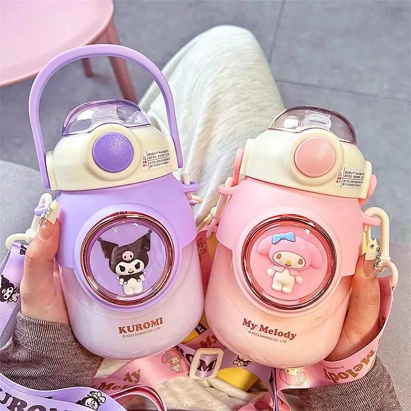 

Kuromi Children Cartoon Water Cups Student Sanrio Nice Appearance Summer Portable Straw Plastic Cup Kawaii Birthday Gift