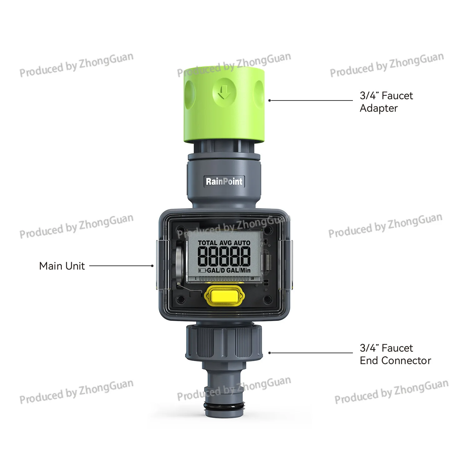 Digital Water Flow Meter - Garden Watering with Real-time Monitoring for Easy Water Flow Tracking (rainpoint Compatible)