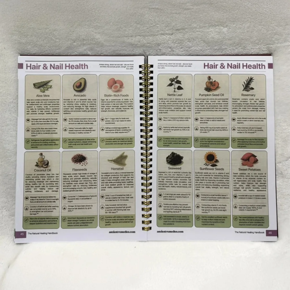 Natural Healing Handbook Spiral Bound Guide With Herbal Remedies And Recipes For Heart Health Blood Sugar Focus Boost 25x17.6cm - Image 2