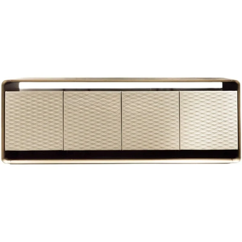 

Italian light luxury high-end side cabinet simple restaurant cabinet against the wall stainless steel locker