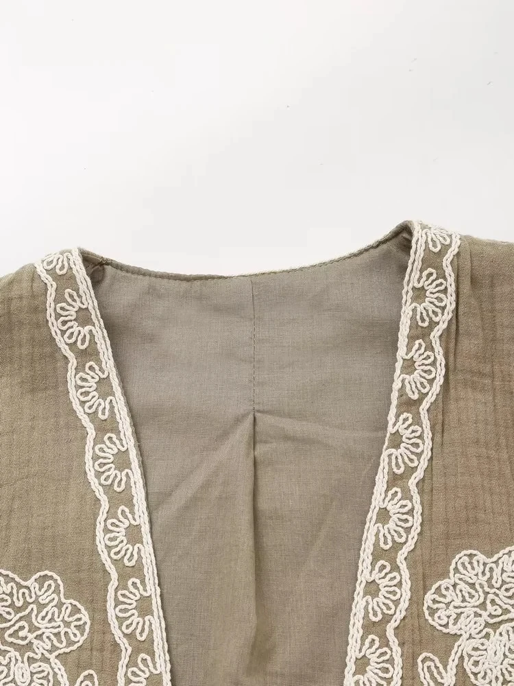 JNLEAOG Faionable Embroidered ort Vest for Women Street Sle Summer 2024 Polyester Fiber New Autumn Design